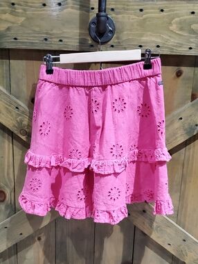 Girls' Pink Eyelet Ruffle Skater Skirt